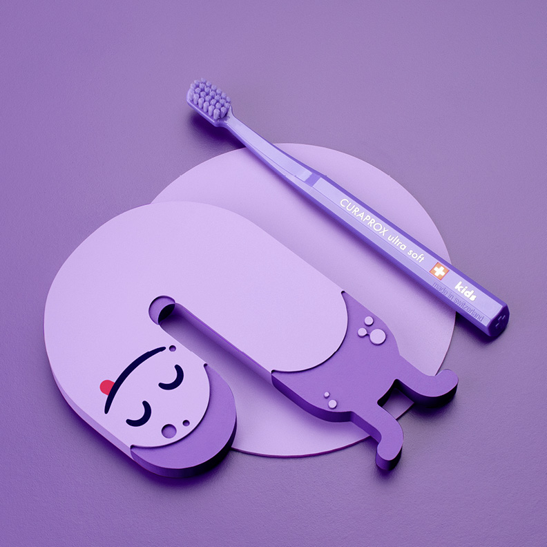 Набор зубных щеток Curaprox Kids 5500 Ultra Soft (3 шт.), (синяя, фиолетовая, розовая)