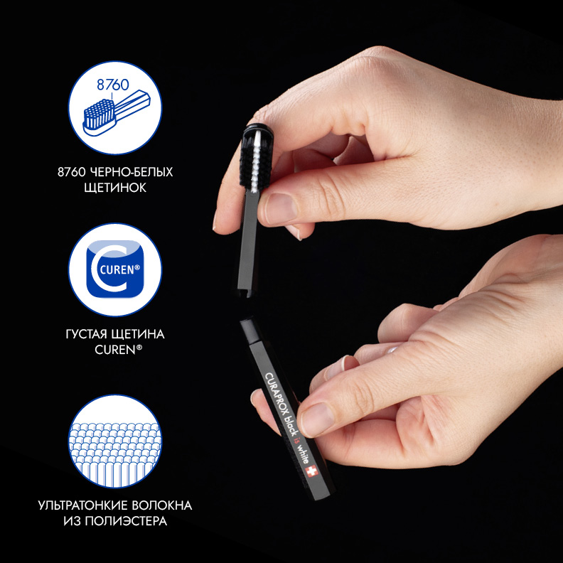 Дорожный набор Curaprox Black Is White в черном боксе
